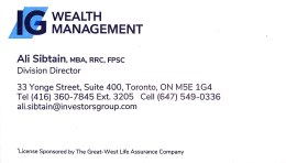 Ali Sibtain Business card